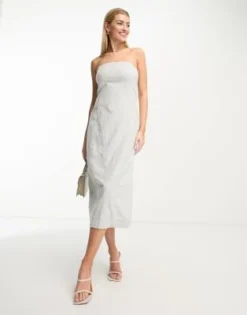 Abercrombie & Fitch - Vestito Midi Senza Spalline Color Grigio/blu -Vendite ASOS Maternity || RIVER ISLAND || Monki 204669165 4