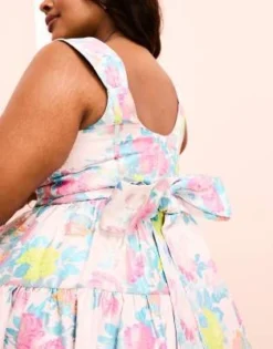 ASOS LUXE - Vestito Corto Skater In Jacquard Blu E Rosa -Vendite ASOS Maternity || RIVER ISLAND || Monki 204670161 4