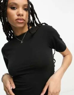 ASOS DESIGN - Vestito T-shirt Midi Girocollo 2 In 1 Con Gonna Cargo Nero -Vendite ASOS Maternity || RIVER ISLAND || Monki 204672366 3