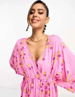 Y.A.S - Vestito Midi Arricciato Rosa Con Stampa A Fiori -Vendite ASOS Maternity || RIVER ISLAND || Monki 204673854 4