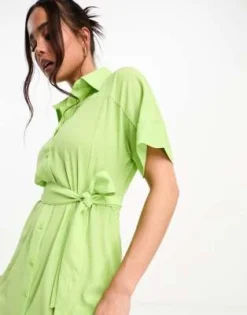Monki - Vestito Camicia Midi Allacciato In Vita Verde -Vendite ASOS Maternity || RIVER ISLAND || Monki 204681976 3