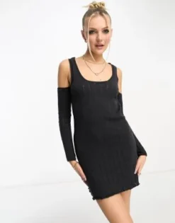 Stradivarius - STR - Vestito Corto In Maglia Grigio Con Scaldabraccia -Vendite ASOS Maternity || RIVER ISLAND || Monki 204684586 3