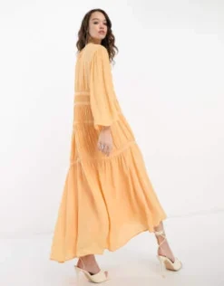 & Other Stories - Vestito In Chiffon Arancione A Pieghe Con Gonna Al Polpaccio -Vendite ASOS Maternity || RIVER ISLAND || Monki 204691083 3