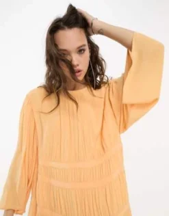 & Other Stories - Vestito In Chiffon Arancione A Pieghe Con Gonna Al Polpaccio -Vendite ASOS Maternity || RIVER ISLAND || Monki 204691083 4