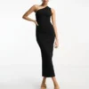 ASOS DESIGN - Vestito Midi Fasciante Monospalla Nero