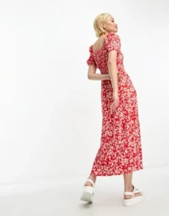& Other Stories - Vestito Midi Rosso A Fiori Con Maniche A Sbuffo -Vendite ASOS Maternity || RIVER ISLAND || Monki 204702760 4