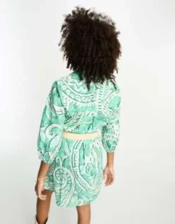 River Island - Vestito Camicia Verde Con Stampa Cachemire E Cintura In Rafia -Vendite ASOS Maternity || RIVER ISLAND || Monki 204713037 3