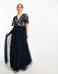 Maya Petite - Vestito Lungo Blu Navy Decorato Con Gonna In Tulle -Vendite ASOS Maternity || RIVER ISLAND || Monki 204715445 3