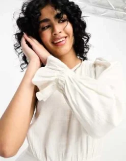 ASOS DESIGN - Vestito Midi In Misto Lino Monospalla Bianco -Vendite ASOS Maternity || RIVER ISLAND || Monki 204715693 2