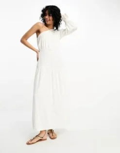 ASOS DESIGN - Vestito Midi In Misto Lino Monospalla Bianco -Vendite ASOS Maternity || RIVER ISLAND || Monki 204715693 4