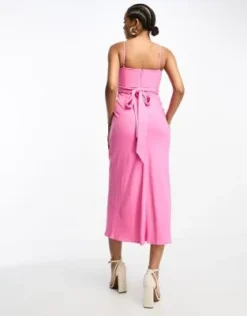 ASOS DESIGN - Vestito Midi Rosa Slavato Con Incrocio Sul Seno E Allacciatura In Vita -Vendite ASOS Maternity || RIVER ISLAND || Monki 204722278 4