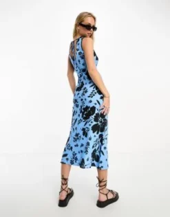 Wednesday's Girl - Vestito Al Polpaccio Sinuoso Blu Con Stampa Vistosa A Fiori -Vendite ASOS Maternity || RIVER ISLAND || Monki 204723254 4