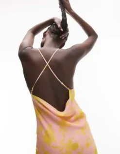 Topshop Tall - Vestito Sottoveste Lungo Con Spalline Sottili E Scollo Ad Anello Rosa E Giallo -Vendite ASOS Maternity || RIVER ISLAND || Monki 204741107 4