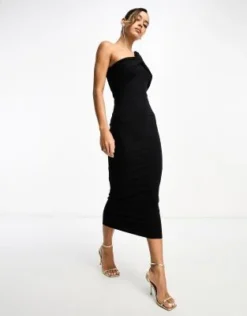 ASOS DESIGN - Vestito Midi Monospalla Con Incrocio Nero -Vendite ASOS Maternity || RIVER ISLAND || Monki 204741396 3