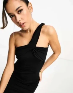 ASOS DESIGN - Vestito Midi Monospalla Con Incrocio Nero -Vendite ASOS Maternity || RIVER ISLAND || Monki 204741396 4