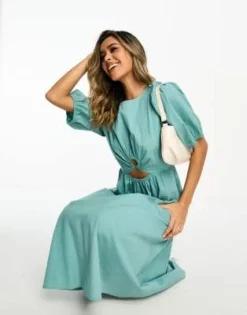 Vila - Vestito Midi Verde Salvia Con Dettaglio Ad Anello -Vendite ASOS Maternity || RIVER ISLAND || Monki 204744970 3