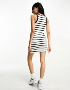 ASOS DESIGN - Vestito Corto A Canotta Con Scollo Rotondo A Righe Bianche E Nere A Coste -Vendite ASOS Maternity || RIVER ISLAND || Monki 204765806 3