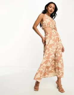 ASOS DESIGN - Vestito Midi Allacciato Al Collo Stampato Con Cut-out Sul Retro E Finiture Con Anello A D -Vendite ASOS Maternity || RIVER ISLAND || Monki 204765865 4