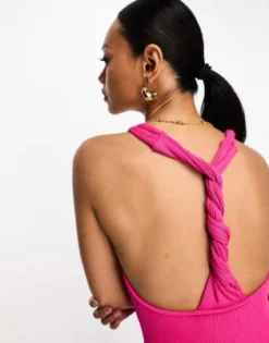 ASOS DESIGN - Vestito Midi Rosa A Coste Con Torchon Sul Retro -Vendite ASOS Maternity || RIVER ISLAND || Monki 204787447 2