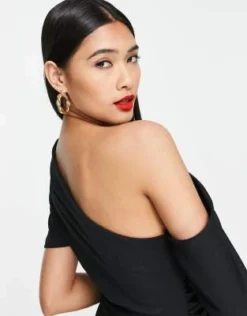 ASOS DESIGN - Vestito Longuette Nero Con Pieghe Sulle Spalle -Vendite ASOS Maternity || RIVER ISLAND || Monki 204787612 3