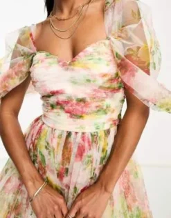 Esclusiva Lace & Beads Petite - Vestito Corto In Tulle Avvolgente A Fiori Vivaci -Vendite ASOS Maternity || RIVER ISLAND || Monki 204806279 4