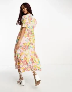 Esclusiva In The Style - Vestito Midi Con Bottoni E Maniche A Sbuffo A Fiorellini -Vendite ASOS Maternity || RIVER ISLAND || Monki 204806444 3