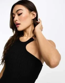 Stradivarius - Vestito Midi Nero A Coste Senza Maniche Con Anello -Vendite ASOS Maternity || RIVER ISLAND || Monki 204809398 3