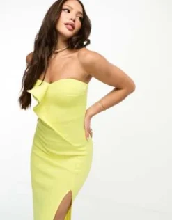 ASOS DESIGN Tall - Vestito Longuette A Fascia Color Lime Con Volant -Vendite ASOS Maternity || RIVER ISLAND || Monki 204812063 4