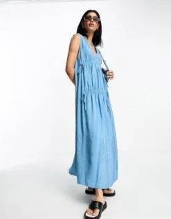 ASOS DESIGN - Vestito Midi Blu Con Laccetti -Vendite ASOS Maternity || RIVER ISLAND || Monki 204816040 3