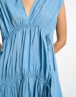 ASOS DESIGN - Vestito Midi Blu Con Laccetti -Vendite ASOS Maternity || RIVER ISLAND || Monki 204816040 4