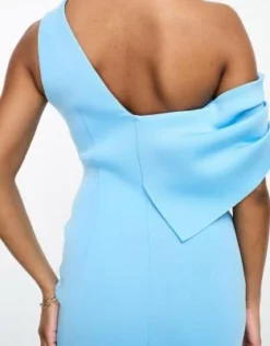 ASOS DESIGN Petite - Vestito Midi A Pieghe Sul Retro Con Spalle Scivolate Blu -Vendite ASOS Maternity || RIVER ISLAND || Monki 204820097 4