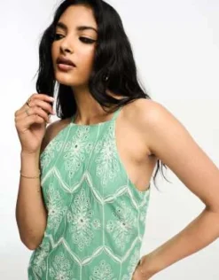 River Island - Vestito Midi Verde Bicolore In Pizzo Sangallo -Vendite ASOS Maternity || RIVER ISLAND || Monki 204820699 3