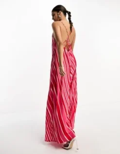 River Island - Vestito Lungo Rosa Asimmetrico A Righe Con Spalline Sottili -Vendite ASOS Maternity || RIVER ISLAND || Monki 204820957 3