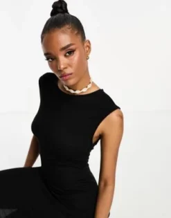 Vero Moda - Vestito Midi Senza Maniche Fasciante In Jersey Nero -Vendite ASOS Maternity || RIVER ISLAND || Monki 204821777 4