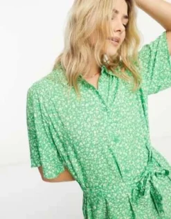 Monki - Vestito Camicia Midi Allacciato In Vita Verde Fiore Di Campo -Vendite ASOS Maternity || RIVER ISLAND || Monki 204823832 4