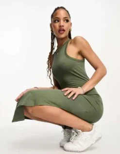 New Look - Vestito Midi Kaki Scuro Con Scollo A Vogatore -Vendite ASOS Maternity || RIVER ISLAND || Monki 204838733 4