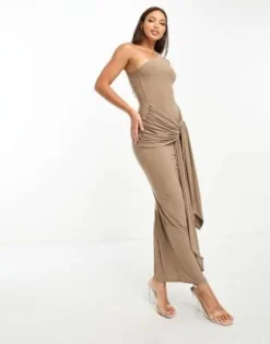 ASOS DESIGN Tall - Vestito Midi Grigio Monospalla Con Nodo Raccolto Oversize -Vendite ASOS Maternity || RIVER ISLAND || Monki 204843211 4