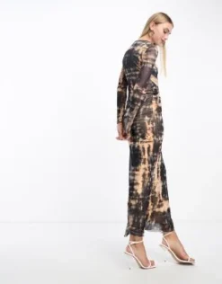 Vero Moda - Vestito Midi Fasciante A Maniche Lunghe In Rete Con Stampa Astratta Multicolore -Vendite ASOS Maternity || RIVER ISLAND || Monki 204859405 3