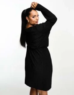 Vero Moda Curve - Vestito Corto A Maniche Lunghe Plissé Nero -Vendite ASOS Maternity || RIVER ISLAND || Monki 204859740 4