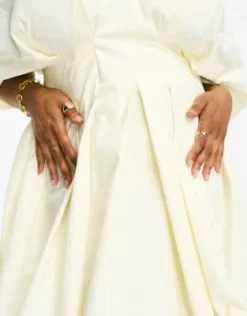 ASOS DESIGN Curve - Vestito Corto Avorio Strutturato Con Scollo A V -Vendite ASOS Maternity || RIVER ISLAND || Monki 204861465 3