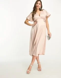 Flounce London Maternity - Vestito Midi Con Maniche A Kimono Color Cipria -Vendite ASOS Maternity || RIVER ISLAND || Monki 204869071 4