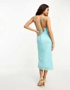 ASOS DESIGN Petite - Vestito Lungo Con Scollo Asimmetrico Blu Con Stampa A Fiori -Vendite ASOS Maternity || RIVER ISLAND || Monki 204869107 3