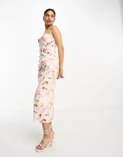 True Violet - Vestito Con Gonna Al Polpaccio A Fascia A Corsetto A Fiori -Vendite ASOS Maternity || RIVER ISLAND || Monki 204877385 3