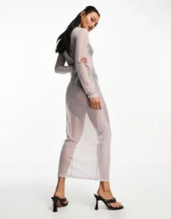 NA-KD - Vestito Midi In Rete Grigio Con Stampa -Vendite ASOS Maternity || RIVER ISLAND || Monki 204879835 3