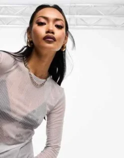 NA-KD - Vestito Midi In Rete Grigio Con Stampa -Vendite ASOS Maternity || RIVER ISLAND || Monki 204879835 4