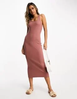 ASOS DESIGN - Vestito Midi Color Ruggine A Coste Con Scollo Rotondo -Vendite ASOS Maternity || RIVER ISLAND || Monki 204880102 4