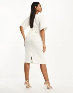 Closet London Maternity - Vestito Longuette Midi Color Crema A Coste -Vendite ASOS Maternity || RIVER ISLAND || Monki 204885665 2