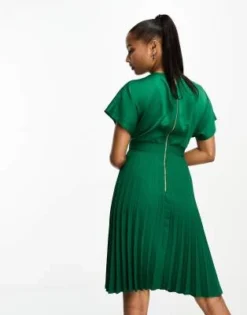 Closet London Petite - Vestito Skater Midi A Pieghe A Portafoglio Smeraldo -Vendite ASOS Maternity || RIVER ISLAND || Monki 204885706 3