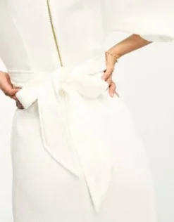 Closet London Petite - Vestito Longuette Color Crema A Coste -Vendite ASOS Maternity || RIVER ISLAND || Monki 204885813 3