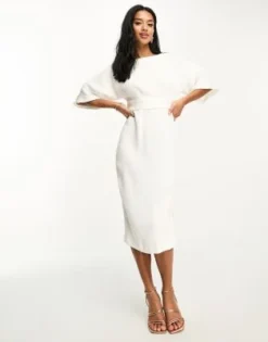 Closet London Petite - Vestito Longuette Color Crema A Coste -Vendite ASOS Maternity || RIVER ISLAND || Monki 204885813 4